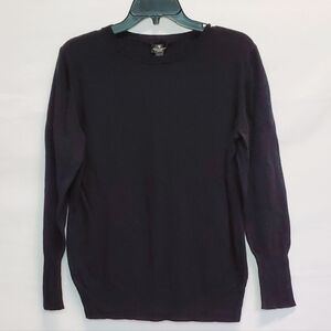 Worthington Black Sweater Knit Round Neck Long Sleeve Top